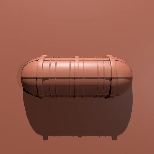 3D sculpted surface resembling a lamp, using an industrial-style brush in Blender for detailed modeling.