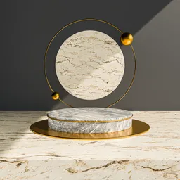 Elegant 3D podium for product display with gold accents and marble textures, optimized for Blender.