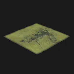 Hand-painted mountainous terrain 3D model for use in Blender, scalable for life-like dimensions, ideal for adding foliage.