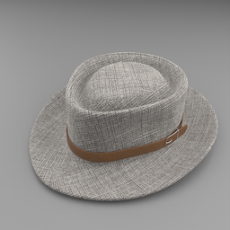 Grey Fedora Felt Hat with Leather Strap
