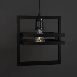 Realistic Blender 3D model of modern square ceiling lamp with textured details.