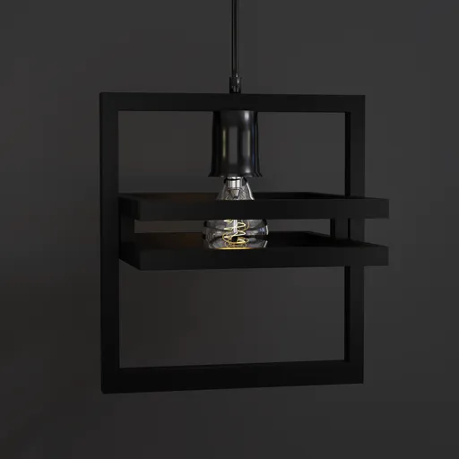 Realistic Blender 3D model of modern square ceiling lamp with textured details.