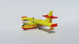 Render of a Blender 3D low-poly Canadair plane optimized for CG visualization with a clean quad-based mesh.