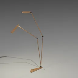 Contemporary-style Blender 3D model of an articulated dual-headed wooden floor lamp.