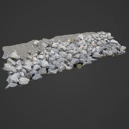 Highly detailed 3D scanned rock pile model suitable for realistic Blender environmental scenes.