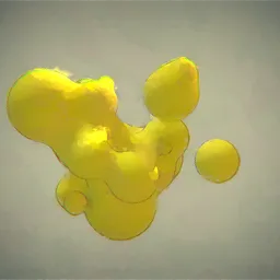 Organic Yellow Metaball Fluid Cluster