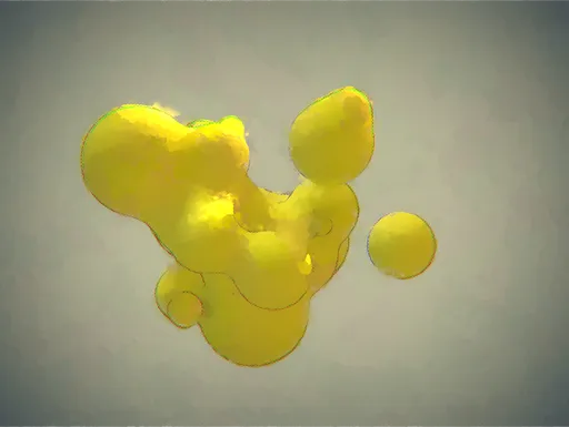 Organic Yellow Metaball Fluid Cluster