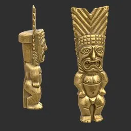 Tiki God Sacred Crown Statue Gold