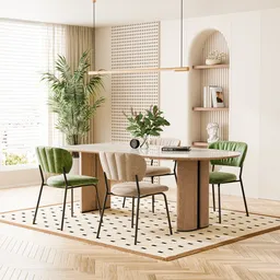Modern Cream Minimalist Dining Room