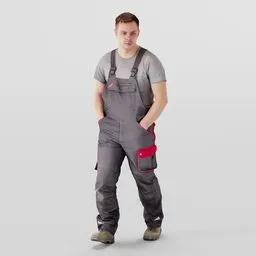 Foreman in Overalls Walking