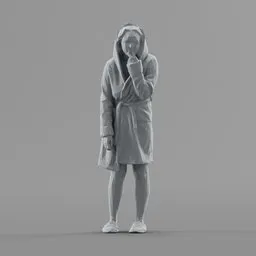 Lowpoly Female in bathrobe