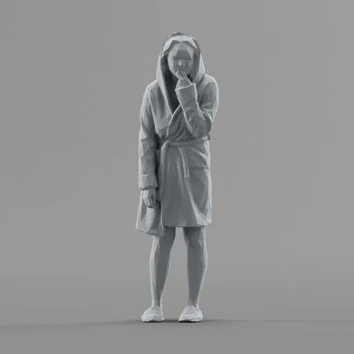 Lowpoly Female in bathrobe
