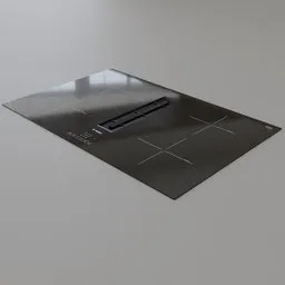 Highly detailed Blender 3D induction cooktop model with realistic textures and dimensions, perfect for kitchen design renderings.
