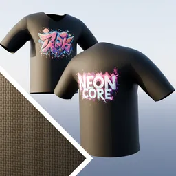 Graphic T-Shirt  - Neon Graffiti Design