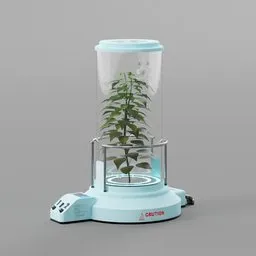 "Explore the 'Sci-fi plant chamber' 3D model for Blender 3D software - featuring a unique plant storage concept and automated defence platform inspiration by Daren Bader. The design includes a hovering cultivator, asymmetrical marijuana plant, and a glass jar mounted on a stand. Accessorized with stunning chitin, citrinitas, and cronobreaker features with an elm tree that stands 800 meters tall!"