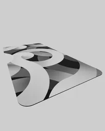 Black and white abstract patterned large mousepad 3D model, designed for Blender rendering and animation.