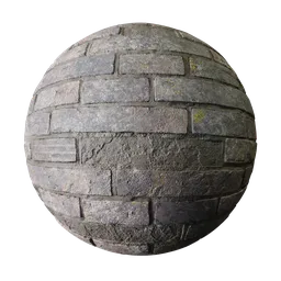 High-resolution, photogrammetry-based PBR material of a damaged brick wall for 3D modeling and rendering.