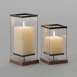 Glass Lantern Candle Holder Set