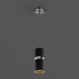 Detailed 3D model of a matte black industrial ceiling light for Blender rendering.