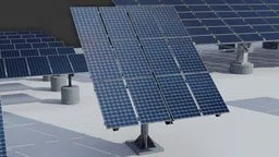 Detailed 3.6kw photovoltaic solar panel array 3D model, ideal for Blender industrial scenes.