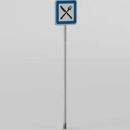 3D model of a square outdoor sign with pole, for cityscape designs in Blender.