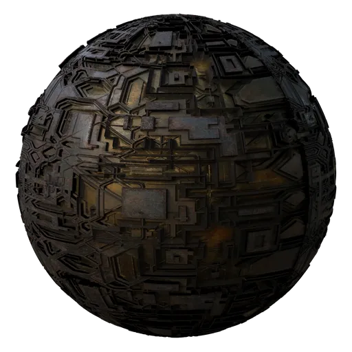 High-quality PBR distressed Sci-Fi panel material for Blender 3D, suitable for futuristic technology designs.