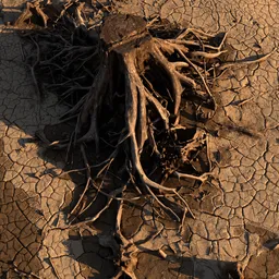 Wood Roots on Dry Ground Photoscan