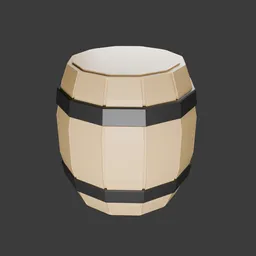 Detailed Blender 3D low poly model of a wooden barrel, ideal for game assets and industrial scenes.