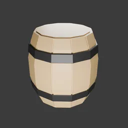 Low poly wooden barrel