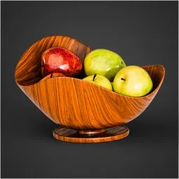 Wooden Fruit Bowl with Apples