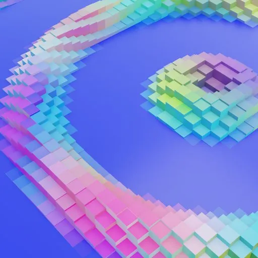 Vibrant 3D abstract loop with gradient waves created using Blender geometry nodes.