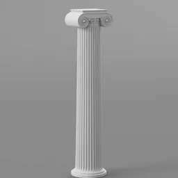 Detailed 3D Ionic column model for urban design in Blender, showcasing fluted shaft and ornate volutes.