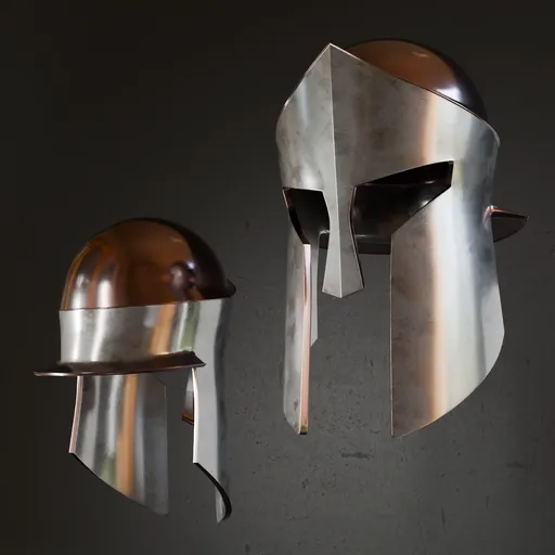 Highly detailed ancient helmet 3D model with realistic metal texture, ready for Blender and suitable for historical military projects.