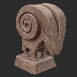 Ram abstract wooden statue