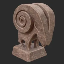 Ram abstract wooden statue