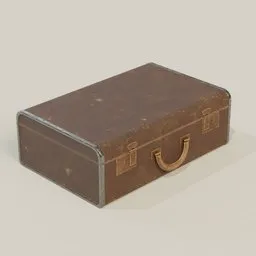 Detailed vintage suitcase 3D model with realistic textures for Blender rendering.