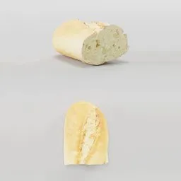 Realistic 3D model of semi loaf, high-resolution texture, perfect for Blender rendering projects.
