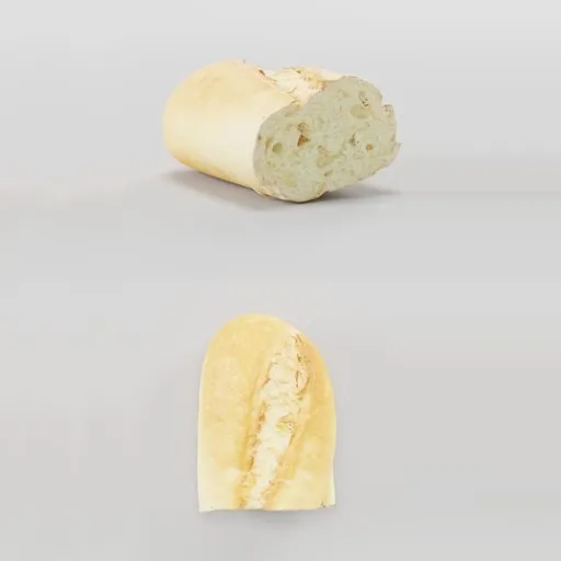 Realistic 3D model of semi loaf, high-resolution texture, perfect for Blender rendering projects.