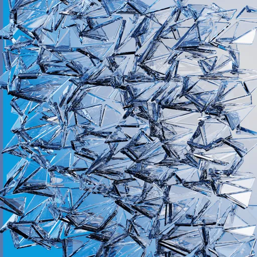Abstract Shattered Blue Glass Shards