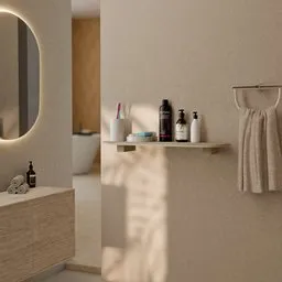 Modern Warm Bathroom Interior Scene