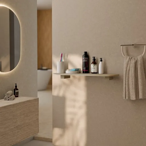 Modern Warm Bathroom Interior Scene