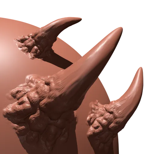 Sculpting brush for Blender 3D creating detailed horn and claw shapes on digital models.