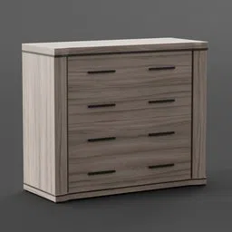 Highly detailed wooden commode 3D model with shape keys for drawer animation, compatible with Blender.