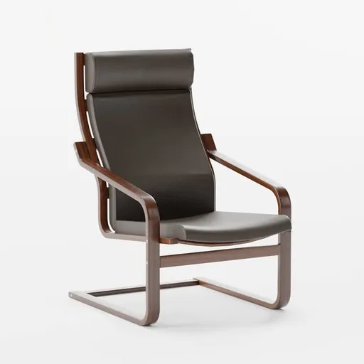 High-quality 3D model of modern leather armchair, ideal for interior design renderings in Blender.