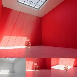 Crimson Silence Minimalist Room Scene