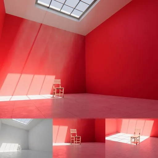 Crimson Silence Minimalist Room Scene