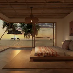Sunset  Bedroom Interior Scene
