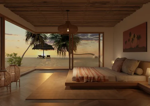 Sunset  Bedroom Interior Scene