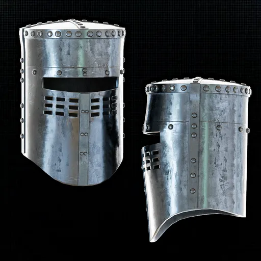 Worn Steel Knight Helmet