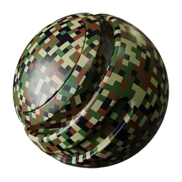 High-quality PBR plastic material with pixel camouflage pattern for 3D modeling in Blender and other software.